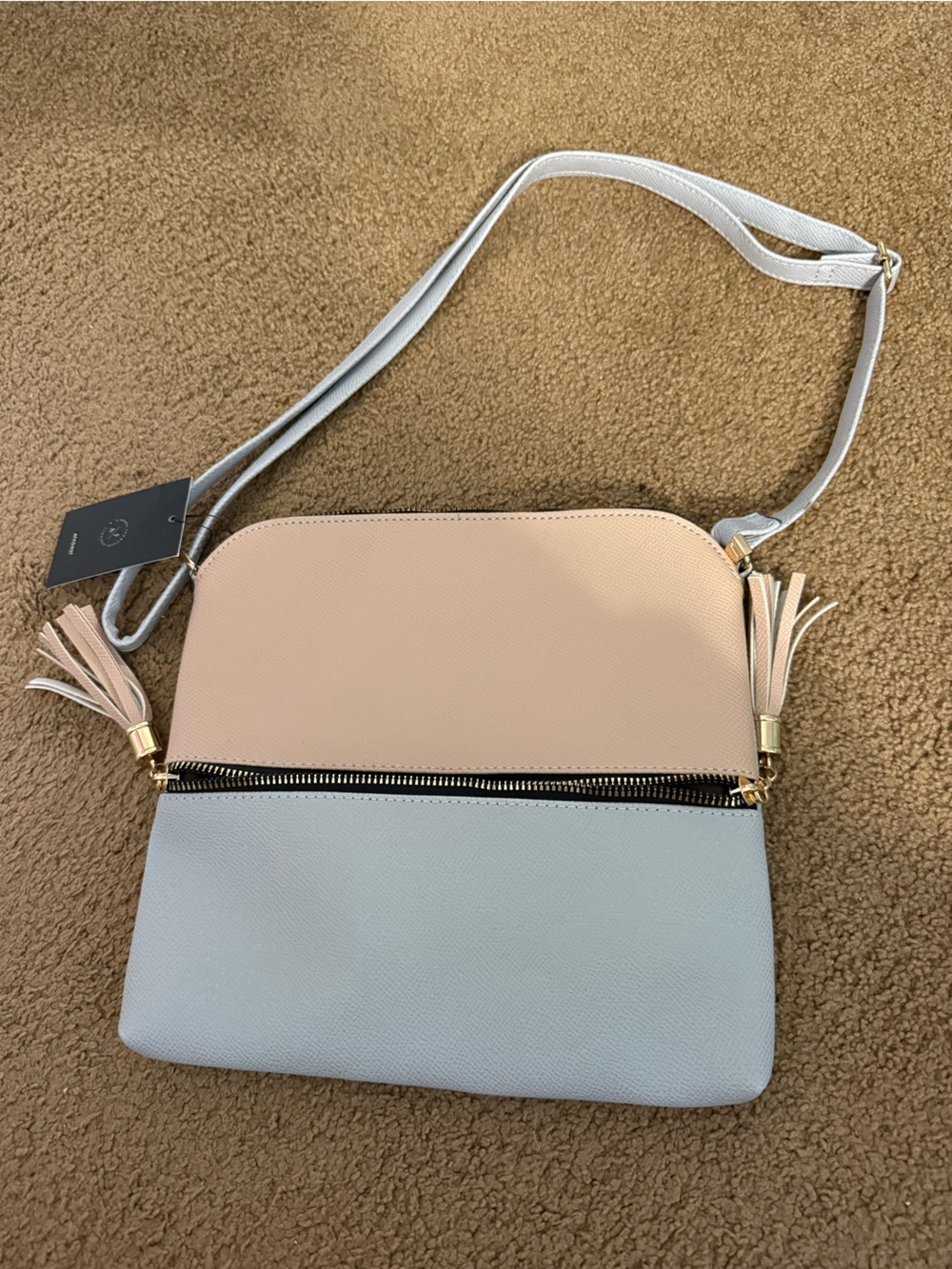 Two-Tone Light Gray and Blush Bag